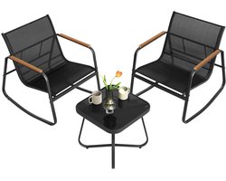 3 -delige tuinmeubelset - schommelstoelen - lounge stoelen - comfortabele zitplaatsen - 73 cm x 60,8 cm x 76 cm (stoelen), 44 cm x 44 cm x 42,7 cm (tafel)