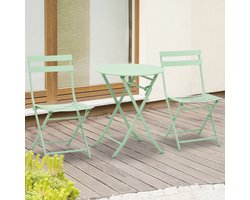 3-Delige Tuinset – Balkonset – Bistroset – Inklapbare Tuinmeubels – Tuinstoelen – Groen – compact & inklapbaar – duurzaam gepoedercoat metaal