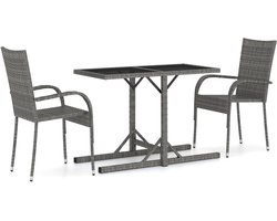 3-delige Tuinset | Tuinmeubelset | Zitgroep grijs