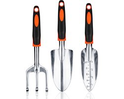 3-delige Tuinset van Hoogwaardig Aluminium met Ergonomische Handgreep, Inclusief Plantenlepel, Transplantatie Spade en Handhark voor Bloembed en Gazon, Ideaal voor Tuinieren en Landschapsontwerp