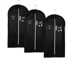3-delige, verdikte, grote stofhoes voor jassen en jassen, opbergtas met ritssluiting, stofwerende kledingophangtas, geschikt voor het opbergen en organiseren van kleding thuis.
