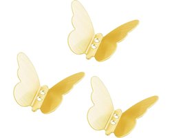 3-delige vlinderhaak - 3D - Verdikt roestvrij staal - Geen boren nodig - Enkele haak - Geschikt voor kapstokken aan de achterkant van slaapkamer- en badkamerdeuren - 7,5*5,2 cm - Goud