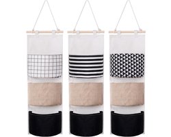 3-delige Wandorganizer voor Opberging, Hangende Opbergoplossing voor Badkamer, Camping en Caravan met Touw en Stokken voor Keukenaccessoires