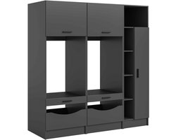 3-delige wasmachine meubelset Free 183x195x68 cm in antraciet – universele kast en twee wasmachinekasten – ideaal voor wasruimtes