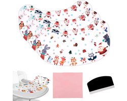 3-delige zuignap stickers voor kinderstoel, kerstthema, pinda-vormige placemat, zelfklevende onderzetters voor borden, kommen en speelgoed bevestiging