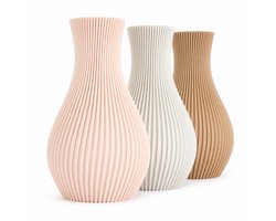 3 Design Vazen met Organische Vorm-Geribbeld Reliëf-Moderne Woondecoratie-Japandi