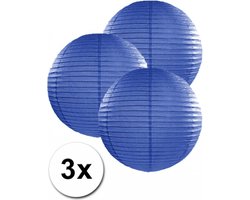 3 donker blauwe lampionnen 25 cm
