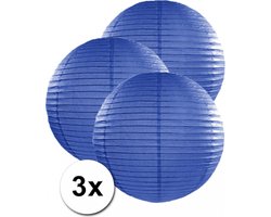 3 donker blauwe lampionnen 50 cm
