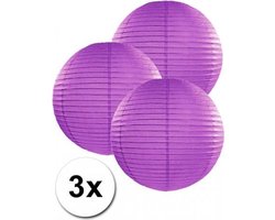 3 donker paarse lampionnen 25 cm