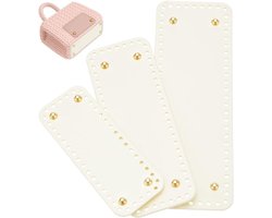 3 Formaten Haak Handtas Bodem van Faux Leer - Rechthoekige Tas Basis in Wit voor Handgemaakte Handtassen, 3 Stuks per Kit