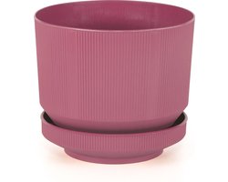 3 fushia roze luxe sierpotten 6L bloempotten cherry 23x19cm drainage en schaal incl