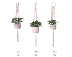 3 hanging ropes, flowerpot mesh bag, hand woven DIY, cotton rope, decorative hanging basket, indoor hanging flowerpot basket decorative flowerpot rack yellow hemp rope, suitable for indoor and outdoor home decoration