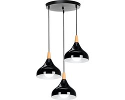 3 Hanglamp Modern Binnen E27 Kroonluchter voor Slaapkamer Hal Café Plafondlamp Zwart