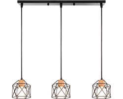 3 Hanglampen Modern Zeshoekig E27 Kroonluchter Industriële voor Slaapkamer Woonkamer Bar Zwart