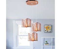 3 Hanglampen Slaapkamer Moderne E27 Kroonluchter Binnen Plafondlamp Vierkant Roze