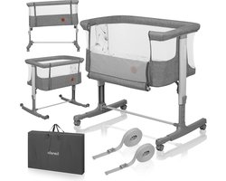 3-in-1 Babybedje naast het bed - Aurora - Hoogwaardige matras - Helling en hoogteverstelling - Grijs Beton Kinderbed
