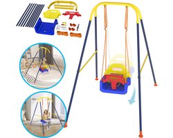 3-in-1 babyschommel met sterk frame, opvouwbare kinderschommel voor binnen en buiten, nestschommel, outdoor schommel, tuinschommel, tot 90 kg, voor baby's en kinderen