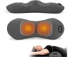3-in-1 Elektrisch Rugmassagekussen - USB-aansluiting - Oplaadbaar-Lendensteun - Met Verwarmde Vibratie - Rugmassager - Grijs