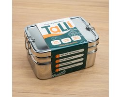 3-in-1 Grote RVS Lunchbox - RVS Broodtrommel Met Snackbox - RVS Fruitbakje - Talli - Lunchbox Volwassenen