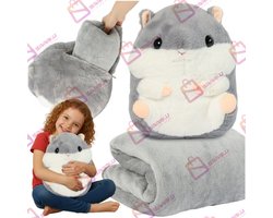 3-in-1 Hamsterweek – Knuffel, Kussen en Deken (105 × 200 cm)– 61128
