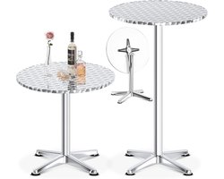 3-in-1 Inklapbare Bistrotafel voor Binnen en Buiten - 60 cm Diameter, Verstelbare Hoogtes: 49,5 cm, 74 cm, 114 cm - Roestvrij Staal