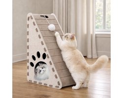 3-in-1 krabplank voor katten, krabkarton voor katten, krabplank, vilt, driehoekig, kattenhuis, kattenspelen, uitrusten, krabmat voor bank, muurbescherming, kattenaccessoires
