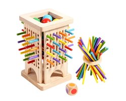 3-in-1 Montessori Houten Stokspel 3-in-1 Houten Stokspel – Educatief Speelgoed – STEM Speelgoed - Hout spel - Montessori - Bordspel - Kleurherkenning, Sensorische Training & Denkvaardigheden – Gladde Afwerking – Ideaal Cadeau voor Kinderen T
