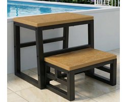 3-in-1 opstapkruk, 2 treden voor volwassenen en kinderen, antislip, waterdicht HDPE, houten opstapje met antislip voeten, voetenbank voor keuken, whirlpool/badkamer/slaapkamer