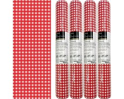 3-IN-1 ROL Tafelloper en Placemats Airlaid - Vichy Rood/Wit Geblokt - 40 x 480 cm - 4 Rollen