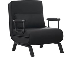 3-in-1 Slaapbank - Voor Appartement of Slaapzaal - Verstelbare Klapstoel met Afneembaar Kussen - Logeerbed van Linnen - Color: Black-Eenzitter