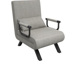 3-in-1 Slaapfauteuil Lichtgrijs – Multifunctioneel Opklapbed en Relaxbank voor Kleine Ruimtes, Gastenkamer of Home-Office, Stalen Frame, Comfortabel en Duurzaam