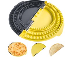 3-in-1 tortilla-sealer - taco-tortilla-crimpermaker - verstelbare maat - voor een korst van 15-25 cm - maak gesealde quesadilla's, taco's, burrito's, sandwiches en meer - BPA-vrij - vaatwasserbestendig - geel en zwart