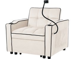 3-in-1 uitschuifbare eenpersoonsslaapbank - met bekerhouders en houder voor mobiele telefoon, ligstoel, slaapstoel, fauteuil, perfect voor kleine ruimtes, 83*167*76cm