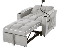 3-in-1 uitschuifbare eenpersoonsslaapbank - met bekerhouders en houder voor mobiele telefoon, ligstoel, slaapstoel, fauteuil, perfect voor kleine ruimtes, 83*167*76cm
