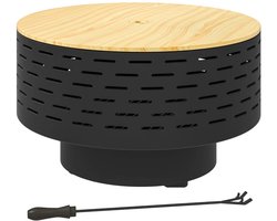 3-in-1 Vuurschaal - Vuurtafel - Vuurkorf BBQ - met Vonkenscherm, Pook & Grillrooster - voor Buiten - Tuin en Terras - Ø60 x 39 cm - Roestvrij Staal - Antracietgrijs