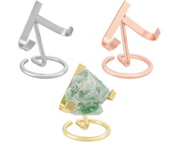 3 Kleuren Standaard voor Metalen Kristallen Hartvormige Steen Mineralen Monsterstand met Kristallen Bol voor Edelstenen, Kristallen en Fossielen