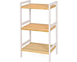 3-laags bamboe opbergrek voor badkamer keuken slaapkamer - natuurlijk en wit - 45 x 315 x 80 cm opbergrek