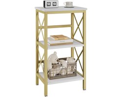 3-laags boekenkast opbergrek plantenrek opslag magnetronplank stalen frame voor woonkamer keuken kantoor studeerzaal 40 × 29 × 75 cm wit marmer goud. .