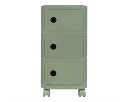 3-laags Opberg Nachtkastje op Wielen – Vrijstaand Bedside Table – Voor Slaapkamer, Woonkamer & Studieruimte – Matcha Groen