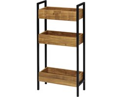 3-laags opbergrek Mango-hout look 40x16x78cm PB plank met zwart metalen frame multifunctioneel rek woonkamer slaapkamer boeken planten decoratie