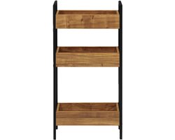 3-laags opbergrek Mango-hout look PB plank met zwart metalen frame multifunctioneel rek woonkamer slaapkamer boeken planten decoratie 40x16x78cm