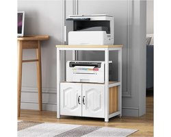 3-laags Printerkast met Deuren en Open Opbergvakken – Multifunctionele Printertafel met Lade voor Home Office, Documenten & Accessoires – Stabiel Metalen Frame – Geel – Industrialhome