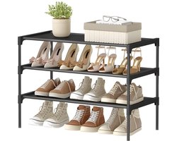3-laags schoenenrek met grote opbergcapaciteit, stapelbaar ontwerp, ruimtebesparend metalen frame voor entree, gang of kast, eenvoudige montage zonder gereedschap