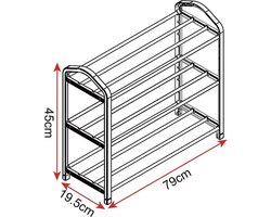 3-Laags Schoenenrek voor 12 Paar - Schoenen Rek Metaal - Eenvoudig te Monteren, Ruimtebesparende Schoenenkast - Vrijstaande Schoenen Organizer voor Thuis