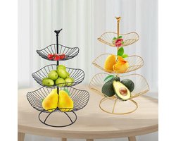 3-laags serveerschaal voor taart, fruit en desserts - Zwarte etagère