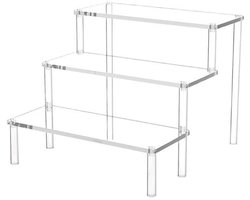 3-Laags Transparante Displaystandaard – 1-Pack – Plastic Opberg- & Presentatiedisplay voor Parfum – Geschikt voor cosmetica, beeldjes, sieraden, cupcakes, nagellak – Bureaudecoratie – 20 x 20 x 15 cm