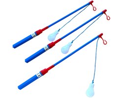 3 Lampionstokjes Met LED lichtje - incl. Batterij - Sint Maarten Lampion Stokjes - 40 cm - Blauw