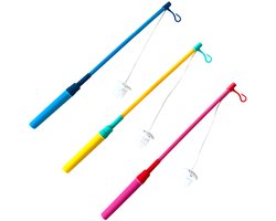 3 Lampionstokjes Met LED lichtje - incl. Batterij - Sint Maarten Lampion Stokjes - 40 cm - Roze, Blauw, Geel