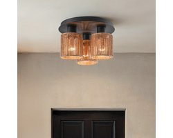 3-lichts bohemian plafondlamp met geweven touw - Canna