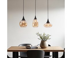 3-lichts hanglamp met amber glas - Lovi